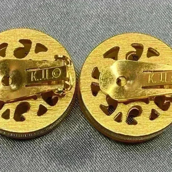 Kenneth Jay Lane KJL Vintage 60s Era Custom Costume Jewelry Earrings Clip-ons - Picture 2 of 3